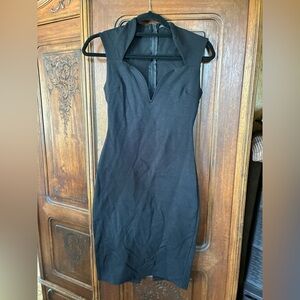 Fashion Nova Black Sleeveless V-Neck Bodycon Mini Dress